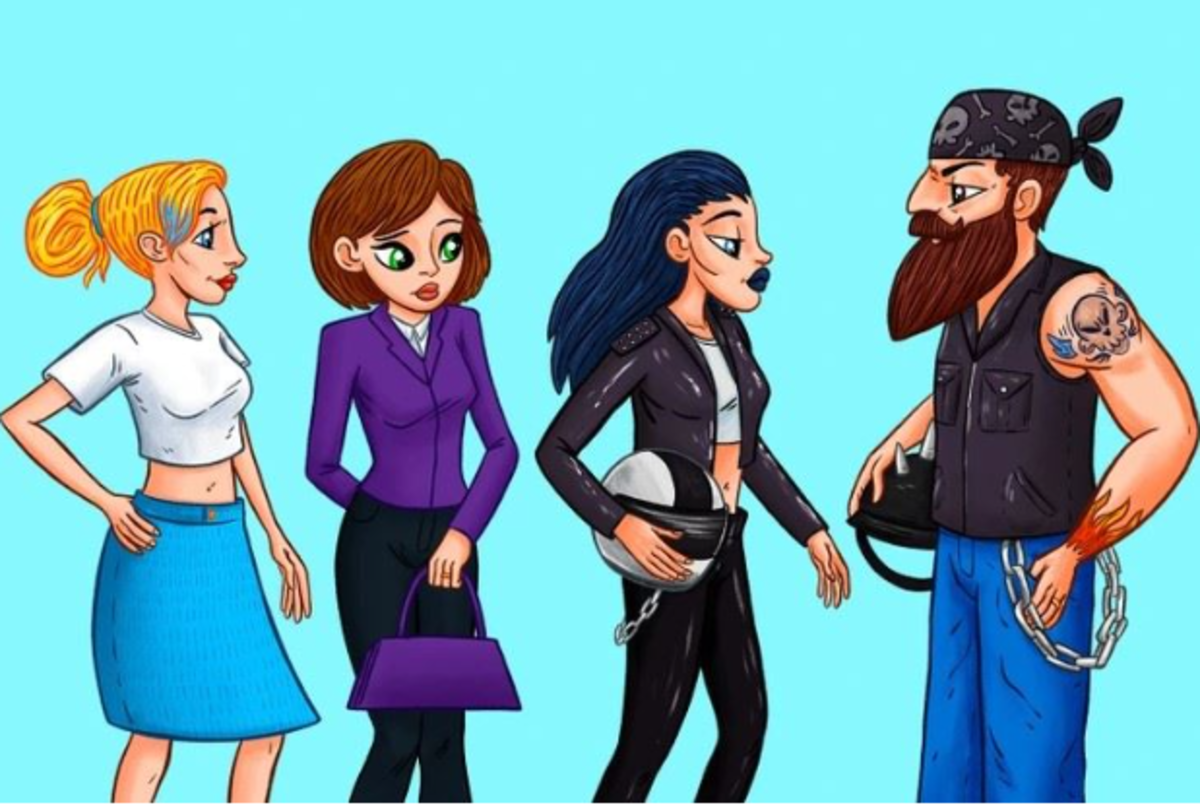 Najdi motorkářovu ženu za 7 sekund / Bright Side drawing